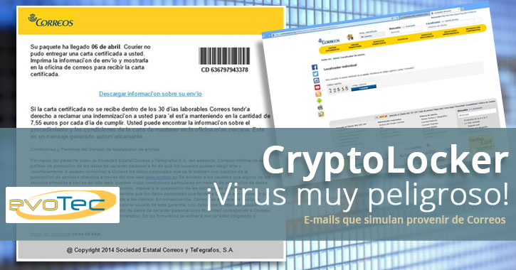 Infecciones masivas de CryptoLocker con e-mails de una falsa empresa ‘Correos’